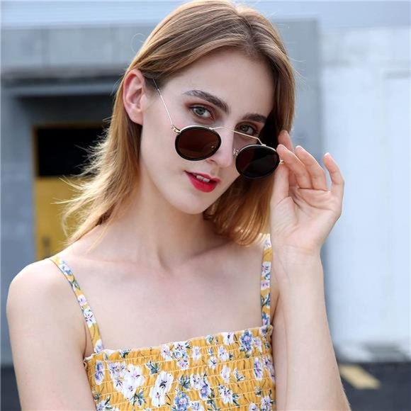OKH Sunglasses for Women Men, Round Frame, Vintage Cute Classic Sun Glasses, Out - Picture 1 of 7